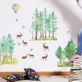 DaraBaby Vinil Decorativo Bosque Venados Sala Habitación Estancia