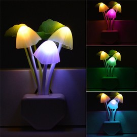 Smart Dusk to Dawn Sensor Led Night Light, 0.6W Multi-Color Changing Plug-in Mushroom Dream Bed Nightlight, Funny Energy Efficient Wall Lamp Flower Novelty Gifts for Nursery, Baby, Kids, Adults