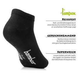lampox Bamboo Trainer Socks (6x Pairs) - Black , size: 35-38