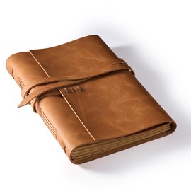 MAYBELL Leather Journal for Writing 6"x 8", Genuine Leather Bound Journal for Men Women, 240 Lined Pages Leather Notebook for Home Office Traveling Gift(Brown)