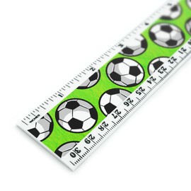 Soccer Sports Pattern 12 Inch Standard and Metric Plastic Ruler