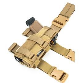 Universal Drop Leg Holster - Adjustable Thigh Holster for Light & Red Dot Sights, Airsoft Pistol Holster with MOLLE Drop Leg Panel, Compatible with 1911, Glock, Sig, Beretta, Ruger.(Coyote Brown)