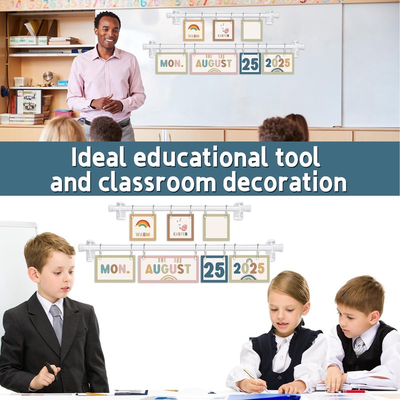 EggSun 96Pcs Boho Classroom Calendar Bulletin Board Set For Teacher,Modern