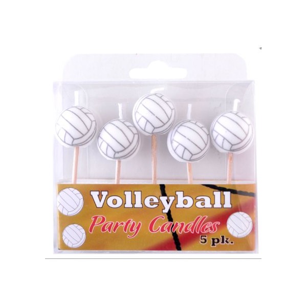 Volleyball Birthday Candles (5 Pack, Spherical Volleyballs on Picks) Volleyball Side Out Party Collection by Havercamp