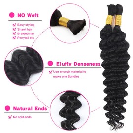 Selina Human Braiding Hair 1 Bundle 50g Loose Deep Human Hair Bulk Micro Braiding Hair Human Hair Deep Wave Bulk Human Hair For Braiding Natural Black Color (Loose Deep, 16inch)