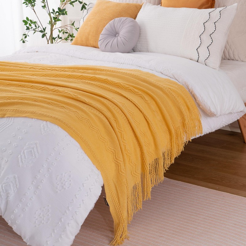 BATTILO HOME - Manta de punto suave, ligera, con textura