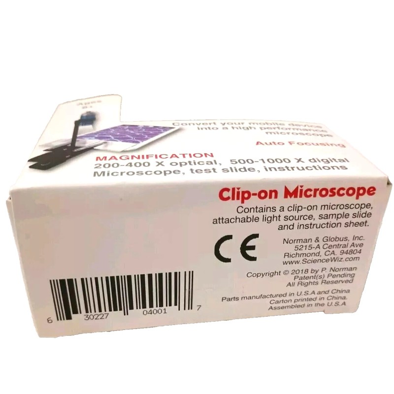 ScienceWiz Clip-On Microscope High Performance Microscope Convert Mobile device
