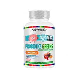 Purely Organics  Probiotics Greens Línea Gold  11 Cepas y 80 Mil Millones UFC  Apoyo Digestivo e Intestinal  90 Cápsulas Veganas                      