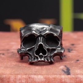 WESTMIAJW Mens Skull Ring Stainless Steel Gothic Punk Skull Rings Jewellery for Men Size Z+1