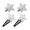 4Pcs Silver Glitter Star Hair Clips for Women Girls Y2K