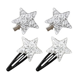 4Pcs Silver Glitter Star Hair Clips for Women Girls Y2K Accessories