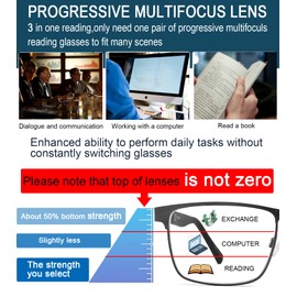 Readersoul 2 Pack Progressive Multifocal Reading Glasses For Men,Upgraded Premium Multifocus Blue Light Blocking Readers Metal Frame Spring Hinge,Anti Glare/Eyestrain Cheaters Eyeglasses 3.0x