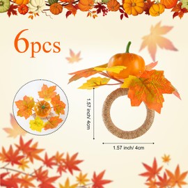 APTWOW Fall Thanksgiving Napkin Rings Set of 6- Fall Pumpkin Napkin Holder, Fall Thanksgiving Napkin Rings for Table Decor, Wedding, Fall Banquet, Holiday, Dinner Party