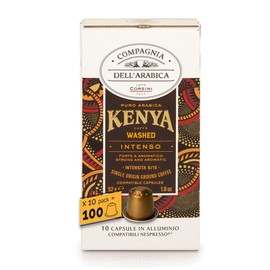 Caffè Corsini - Kenia 100 Nespresso Kompatible Kapseln, 100% Arabica Kaffee, Intensität 9/13, 10 Schachteln mit 10 Kapseln, 520g
