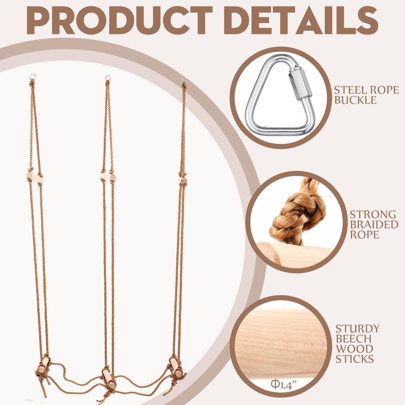 Simgoing Climbing Rope Ninja Ladder for Kids, Playset Ladder for