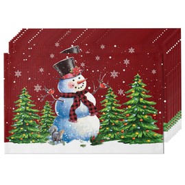 Snowman Paper Setemat Christmas Paper Placemats 50 Pack 10 x 14 Inch Seasonal Winter Christmas Disposable Placemat for Holiday Farmhouse Indoor Outdoor Home Party Dining Decoration Decoration