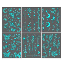 Glow in The Dark Body Sticker - Body Art Neck Clavicle Glow Star Sticker,Fluorescent Arm Decoration Waterproof Music Party Supplies for Holidays Birthday Themed Events