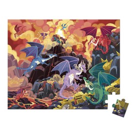 Janod - Children's Puzzle Land of Dragons 54 Pieces - Educational Game Fine Motor Skills and Concentration - Case with Handle - From 5 Years J02609