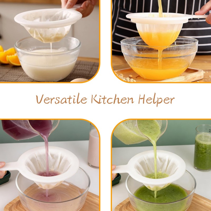 Fine Mesh Strainer with Handle, Nylon Filter Sieve for Kitchen