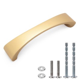 WEAVERBIRD Arch Cabinet Handles Gold Drawer Pulls Aluminum Alloy Furniture Hardware (4PCS-96MM, Gold)