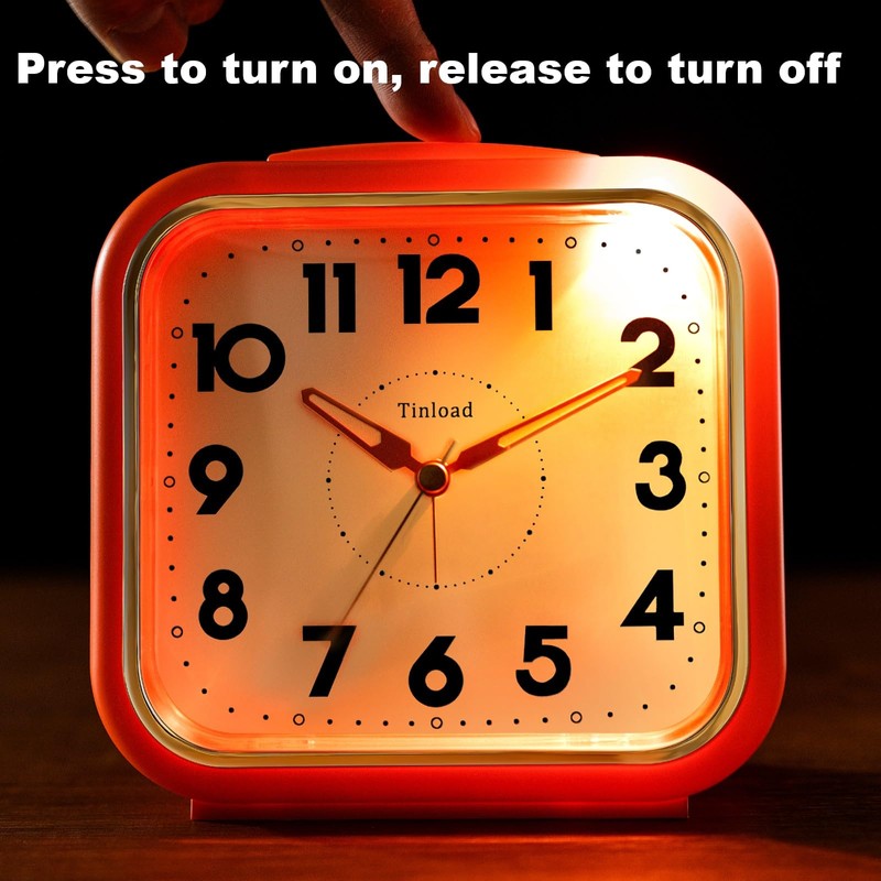 Tinload 5.5" Large Analog Alarm Clock • Silent Non Ticking