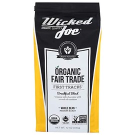 Wicked Joe Organic Coffee Breakfast Blend Whole Bean, 12 Ounce