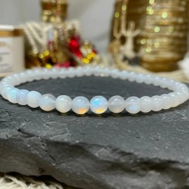 Unbranded Natural 4mm White Moonstone Women Healing Reiki Bracelet Layering Bracelet Glow