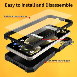 BFDHGQZC Flag Case for Cricket Outlast 5G 2024/ATT Motivate Pro with Screen Protector Dual Layer Hard PC Textured Back & Soft TPU Bumper Shockproof Protective Cover