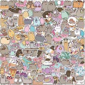 Stickers 100 Pcs, Kawaii Sticker for Adults Teens, Funny Cat Sticker Set Waterproof Vinyl Sticker for Cat Lovers Water Bottle Scrapbook Phone
