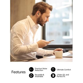 NRR 33dB Ear Plugs for Sleeping Noise Cancelling, Reusable Silicone Earplugs for Noise Reduction Hearing Protection Ear Plugs for Focus, Study, Work, Sleep - Black