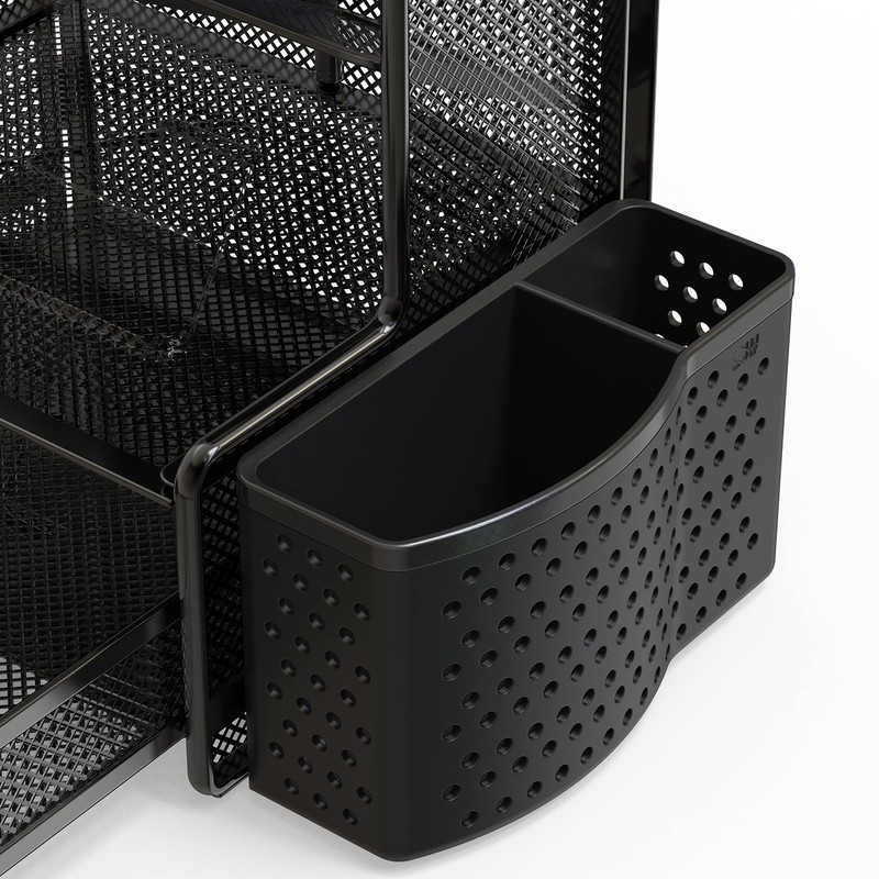 Simple Houseware SHW 6-Compartment Desktop Organizer with Drawer, Black