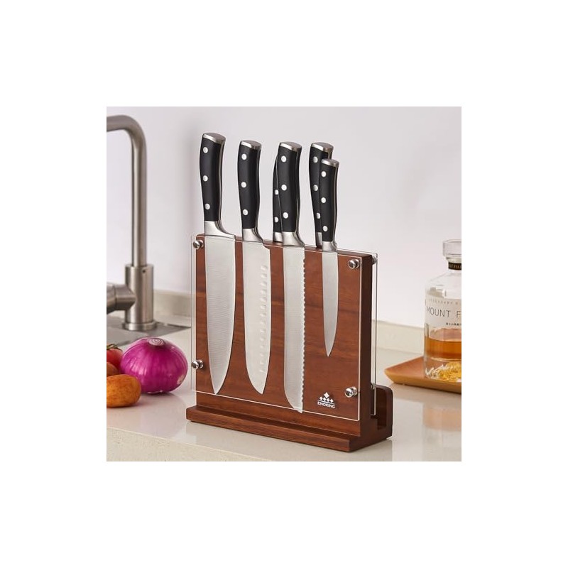 ENOKING Magnetic Knife Block with Acrylic Shield, Double Side Kitchen