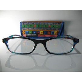 Foster Grant Allegra Navy Muticolor Quilt Womens Reading Glasses w/Case +2.50 Free Hard CASE + Microfiber Cloth