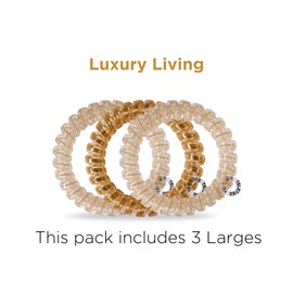 TELETIES - Large Spiral Hair Coils - For Thick Hair - Ponytail Holder Hair Ties for Women - Phone Cord Hair Ties - Strong Grip, No Rip, Water Resistant, No Crease - 3 pack - Luxury Living