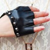 White Fang NT065 Women's Leather Gloves Fingerless Punk Rock Studded