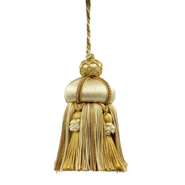 Elegant Hand-crafted 10cm (4") Key Tassel, 8.5cm (3 1/2") Loop, accented with Crown Tassels (Style# KTAX4) Seaside Green #LX04 (Yellow Green, Yellow Gold, Turquoise Blue) Individually Sold