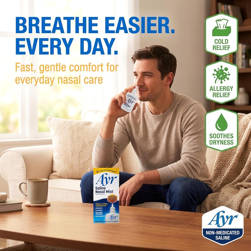 Ayr Saline Nasal Mist Spray 50 mL – Non Medicated