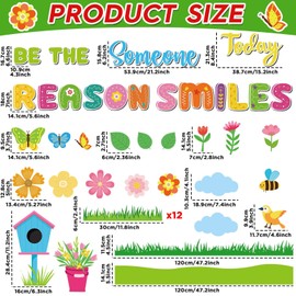 Summer Bulletin Board Set Flower Butterfly Classroom Decoration Be The Reason Someone Smile Today Bulletin Board Back to School Spring Cutouts for School Classroom Chalkboard Home Door Wall Decor