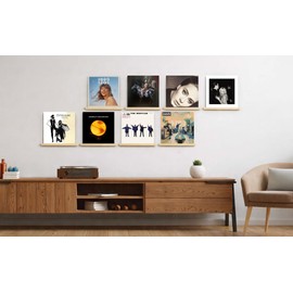 LABEND HOME Record Shelves Set of 8 – Vinyl Record Shelf Wall Mount for LP Album Storage – Made from Superior Pine Wood - Floating Wall Shelves/Ledge for Record Wall Display - Vinyl Record Storage