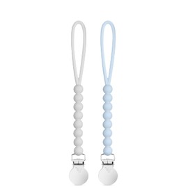 Ryan & Rose Cutie Clip 2 Pack - Soporte de clip para chupete de silicona (Judy-Gris/Azul Judy-Azul)