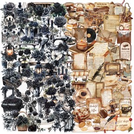 100 Pcs Vintage Scrapbooking Sticker, Retro Journaling Supplies, Vintage Floral and Botanical Stickers for Writing, Drawing, DIY Crafts, Photo Albums, Travel Journals