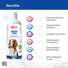 Pet Your Pet Natural Shampoo for Senior Dogs – Nourishes and Revitalizes Aging Coats with Argan and Coconut Oil for Dry and Sensitive Skin – Hydrating & Soothing Grooming Formula - 16 oz