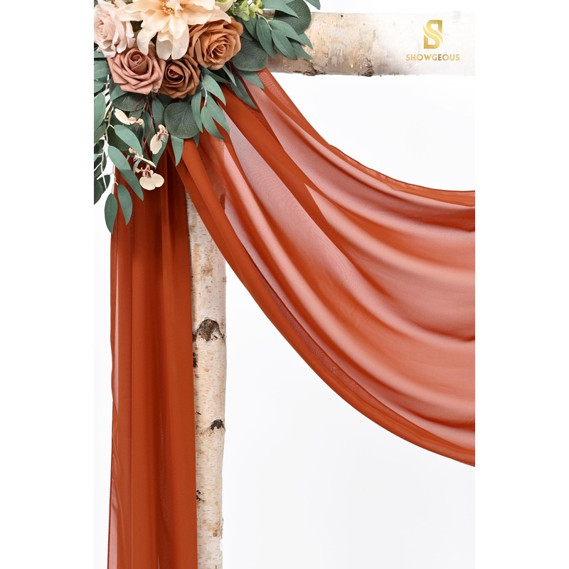 Showgeous Wedding Arch Draping Fabric 2 Panels 28" x20Ft Terracotta
