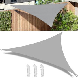 Kezidhp Triangle Awning with Mounting Ropes, Premium HDPE, 3 x 2.5 x 2.5 m, Breathable Awning, 95% UV Protection for Outdoor Use, Patio, Balcony, Garden (Grey)