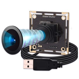 ELP Camera Global Shutter USB Webcam/1MP High Speed 60FPS Monochrome USB Webcam/Ultra Mini USB Camera Module/HD 720P Mini Camera/Windows/Android/Mac OS/Linux Compatible Industrial Camera/Free Driver