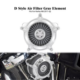HDBUBALUS Chrome Air Cleaner Filter Gray Intake For Harley Touring Road Street Glide 17-23