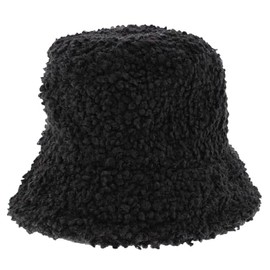 Zac's Alter Ego Teddy Bear Faux Fur Warm Winter Bucket Hat Black