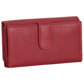 Women's Purse Genuine Leather RFID 18 Slots XXL Compartment Zip Compartments Purse Purse, red, Classic