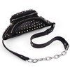 UTO Fanny-Pack-for-Women-Leather Vegan Waist Bag Rivet Studded Lightweight Zipper Pocket
