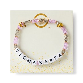 Sorority Shop Sigma Kappa Bracelet — Glass Bead Bracelet with SK Name Beads and 18K Gold Accent Beads, Greek Sorority Jewelry for Big Little Sorority Gifts